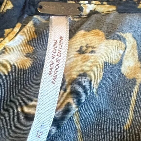 Free People 3/4 Sleeve Floral Print Dress Cotton Blend Grey Yellow Size 12 Women - Picture 12 of 12